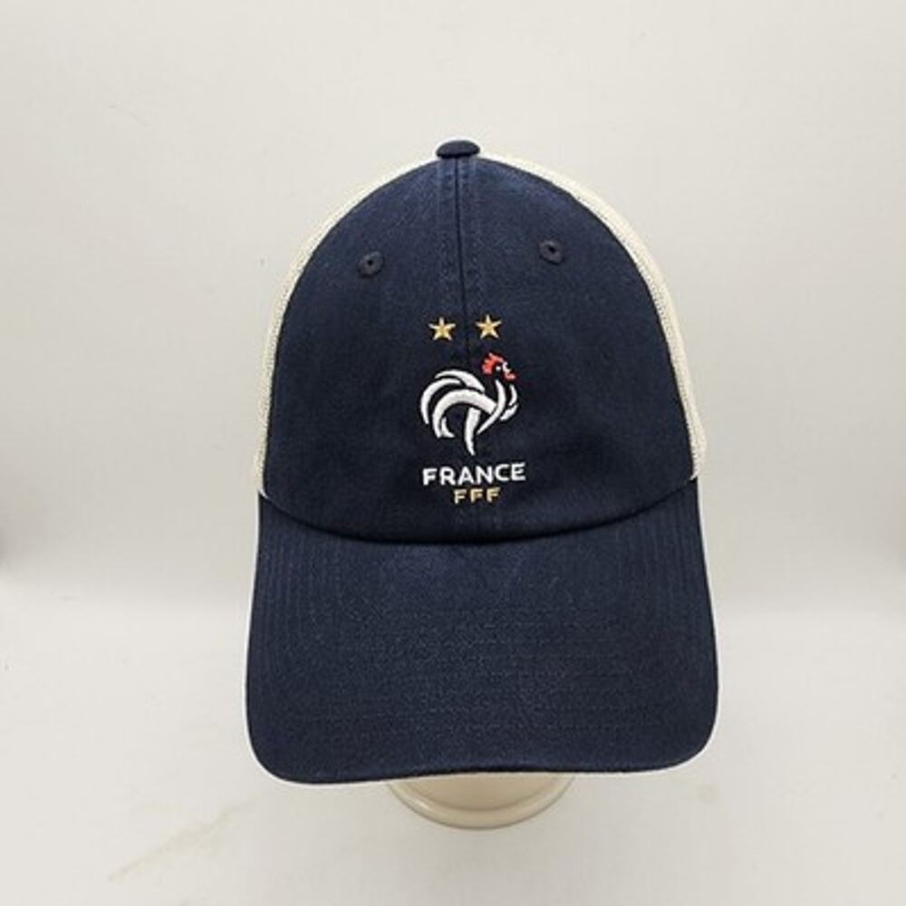 France FFF Cap Baseball Hat Mesh Back Trucker Embroidered Logo Blue Unstructured